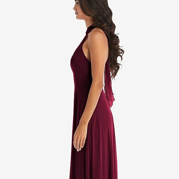 After Six 1545....High Neck Halter Backless Maxi Dress...Cabernet...Size 18 - Picture 5 of 6